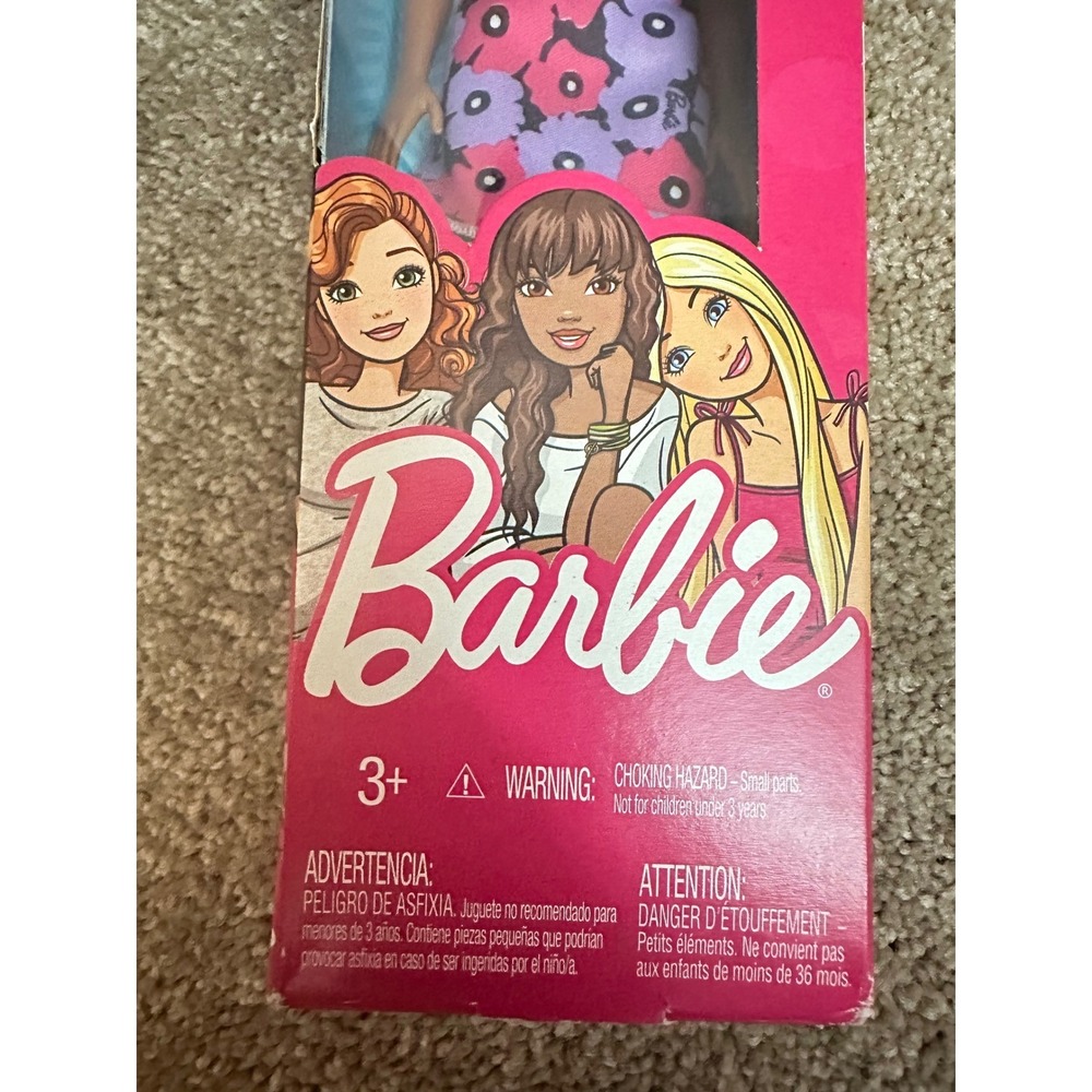 Barbie Doll Pink Floral Dress Brown Hair New in Box Kids Toy Gift - Picture 2 of 7